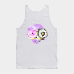 Donuts with Black and Pink Glaze. Tank Top